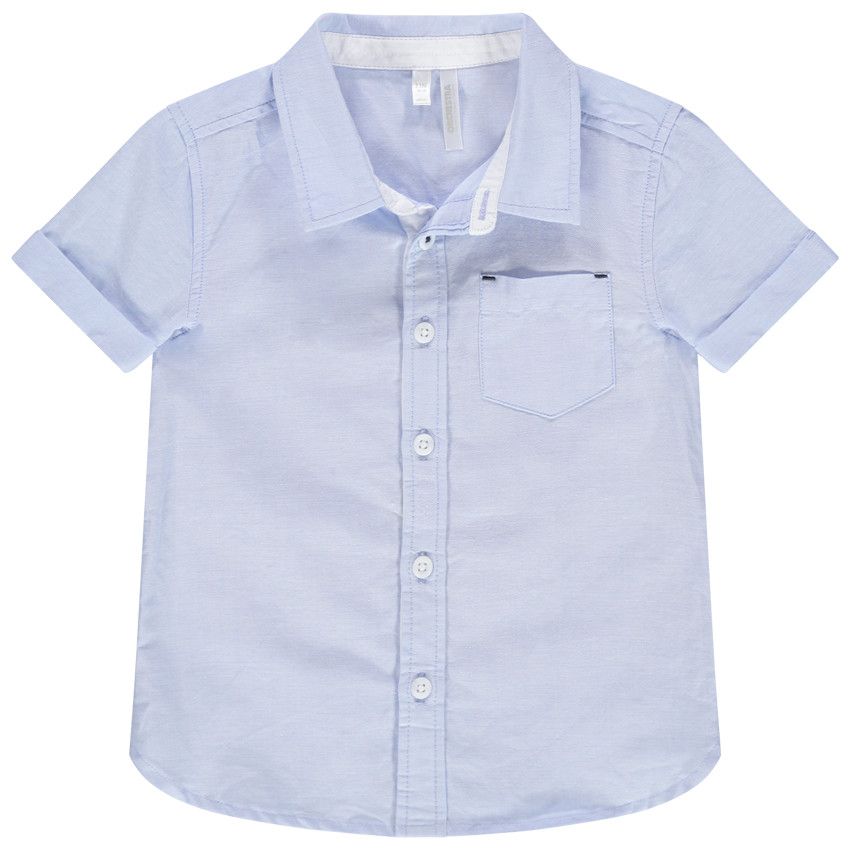 Chemise manches courtes à poche plaquée - Bleu