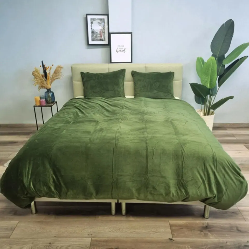 Zavelo Dekbedovertrek Velvet Comfort Groen-2-persoons (200 x 200/220 cm)
