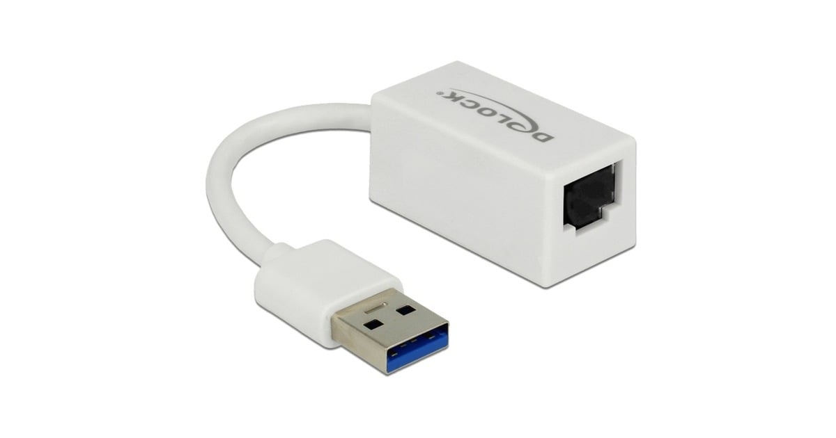 DeLOCKSuperSpeed USB-A (USB 3.1 Gen 1) male > Gigabit LAN 10/100/1000 Mbps compact adapter  (Wit, 0,127 meter)