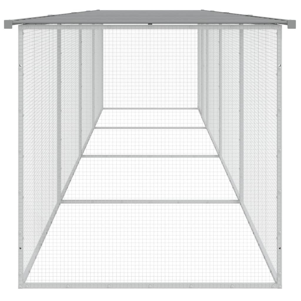 Galinheiro vidaXL com telhado, aço galvanizado, cinza claro, 1003x98x90 cm