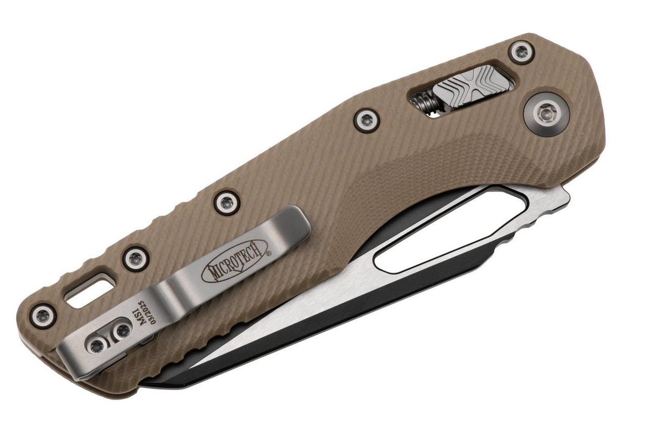 Microtech MSI Standard Issue 210-1FLGTTA, Two Tone Black M390MK, Fluted Tan G10 zakmes