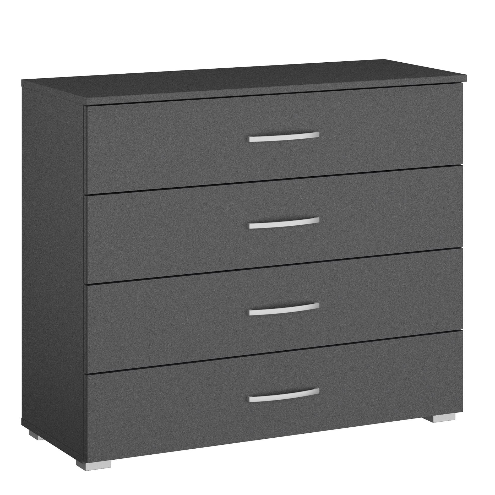 Kommode - grau metallic - 4 Schubkästen - 93 cm
