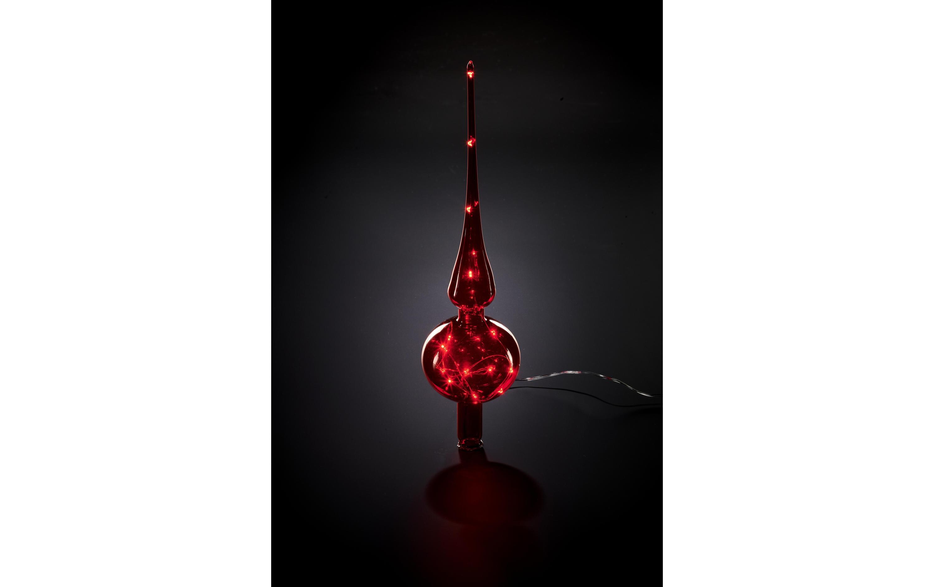 Baumspitze 29 cm, RotEdler Christbaumschmuck aus mundgeblasenem Glas