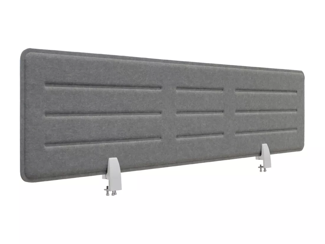 SVITA Bureau Paroi de séparation 138x34cm (lxh) Bureau Protection acoustique Fixation par serrage à poser Gris