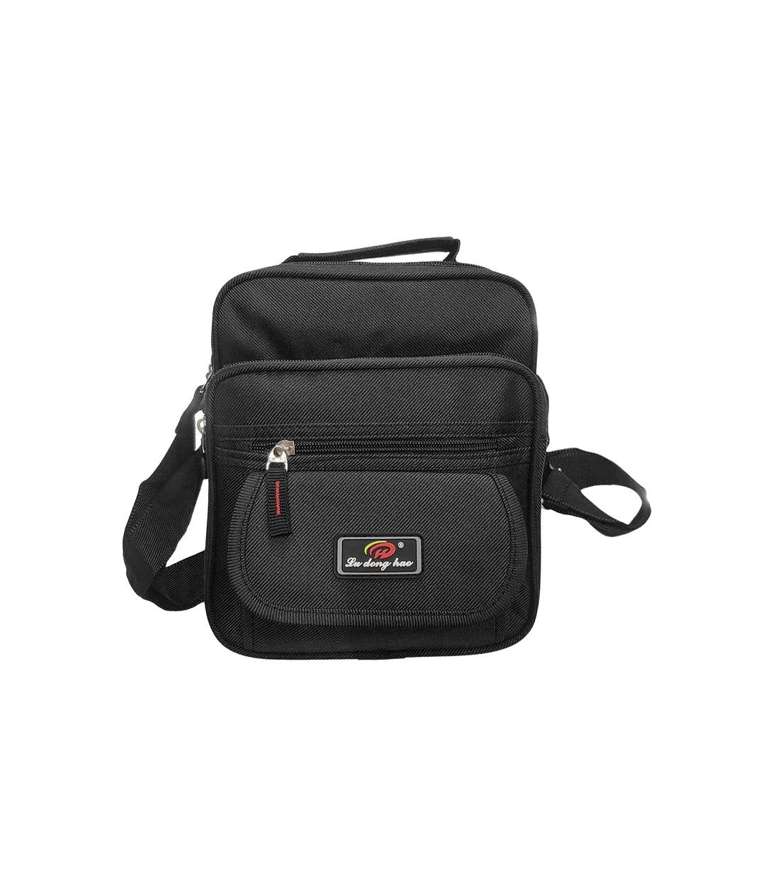 Sacoche pour homme - Multi-poches - Pochette textile - Noir