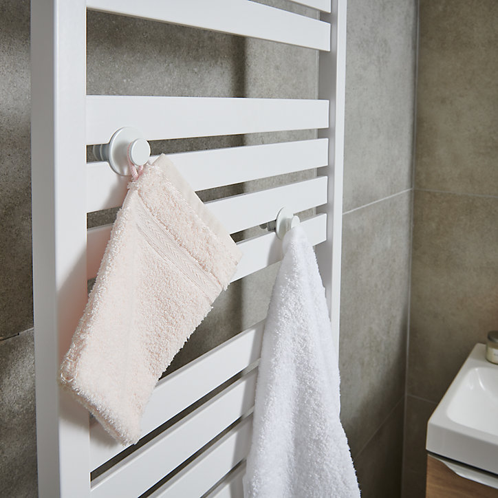 Patère GoodHome Muromi blanches pour sèche-serviette, lot de 2