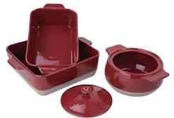 Olympia braadslede van keramiek rood en taupe 4.2L