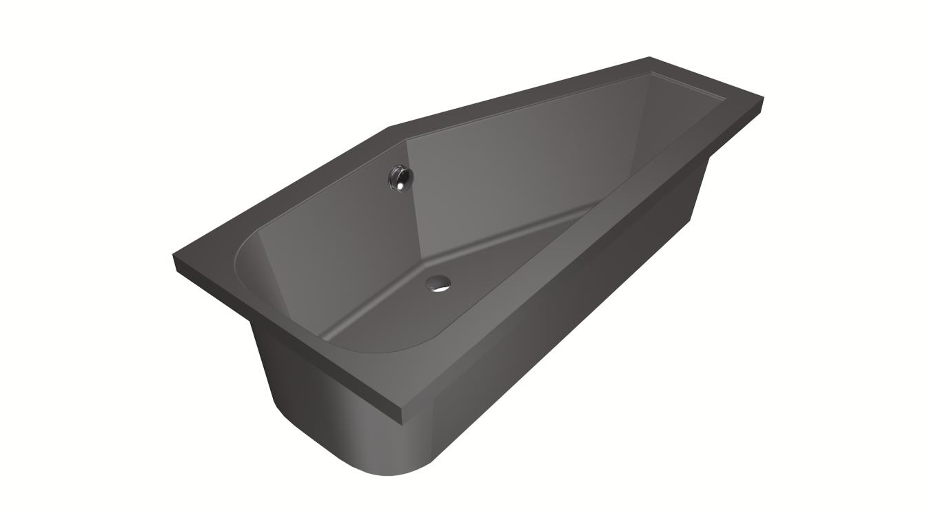 Xenz Lagoon Compact badkuip rechts 160x75x40cm antraciet