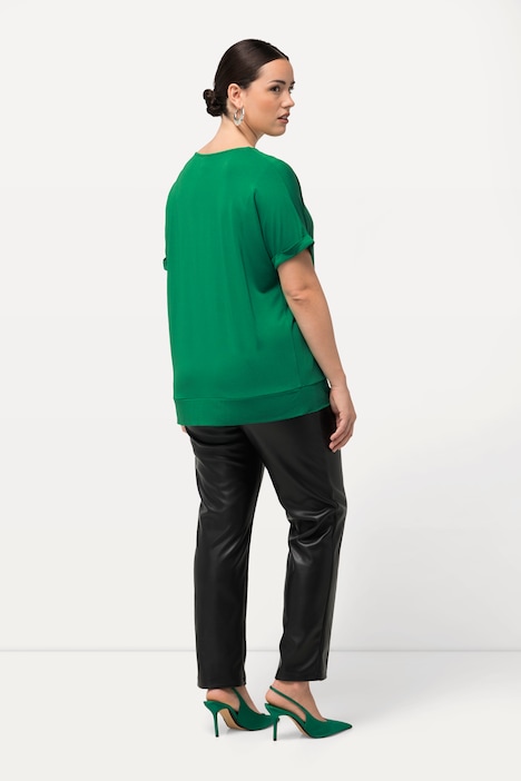 T-Shirt, Metallic-Kreise, Oversized, Rundhals, Halbarm