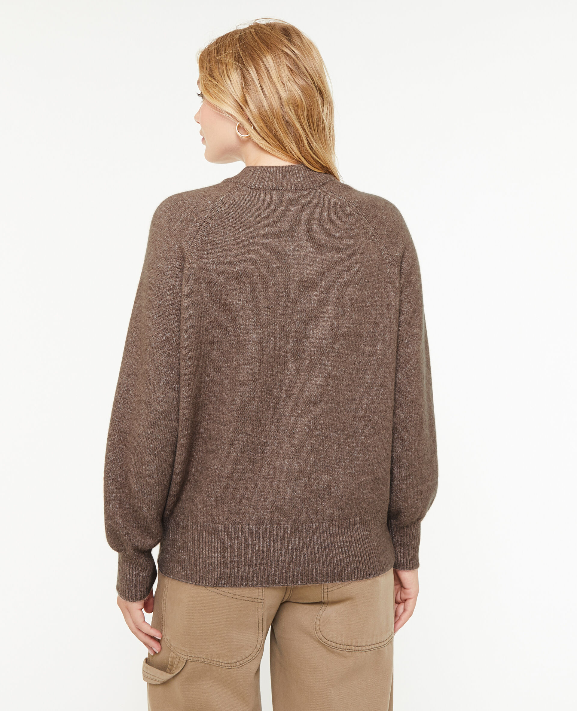 Pull col rond avec laine - Taupe