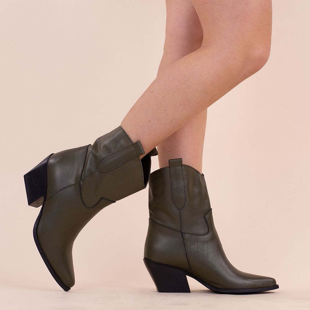 Korte cowboyboots TEX922 donkergroen