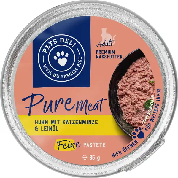 Nassfutter Pure Meat Huhn mit Katzenminze & Leinöl für Katzen