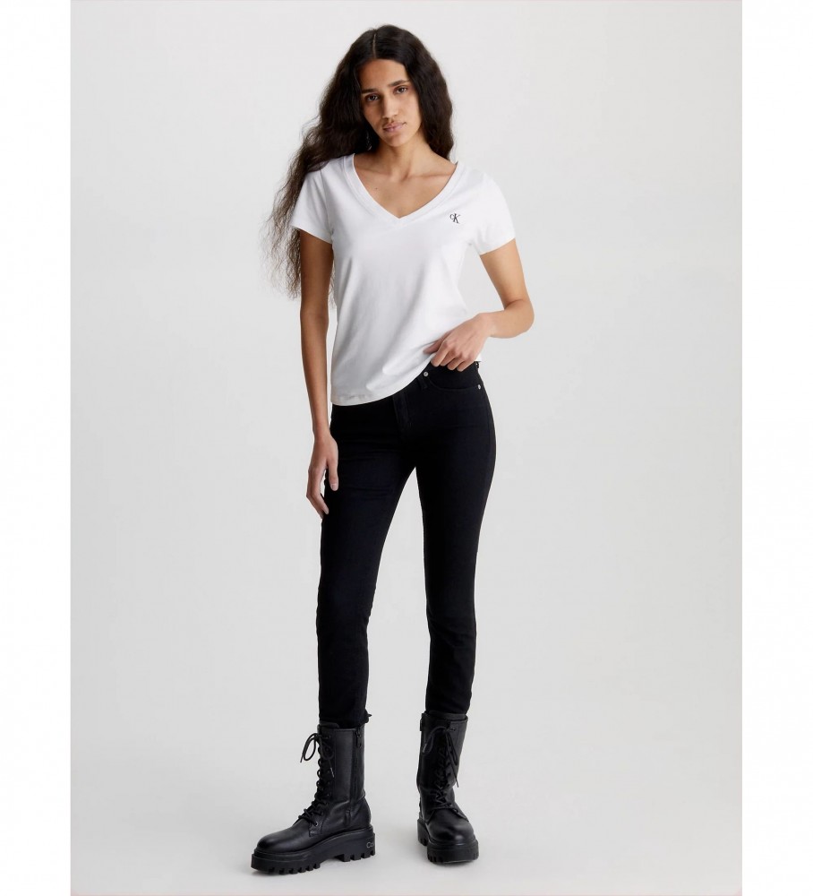 Camiseta Calvin Klein Jeans Slim Fit com Decote em V, Branca
