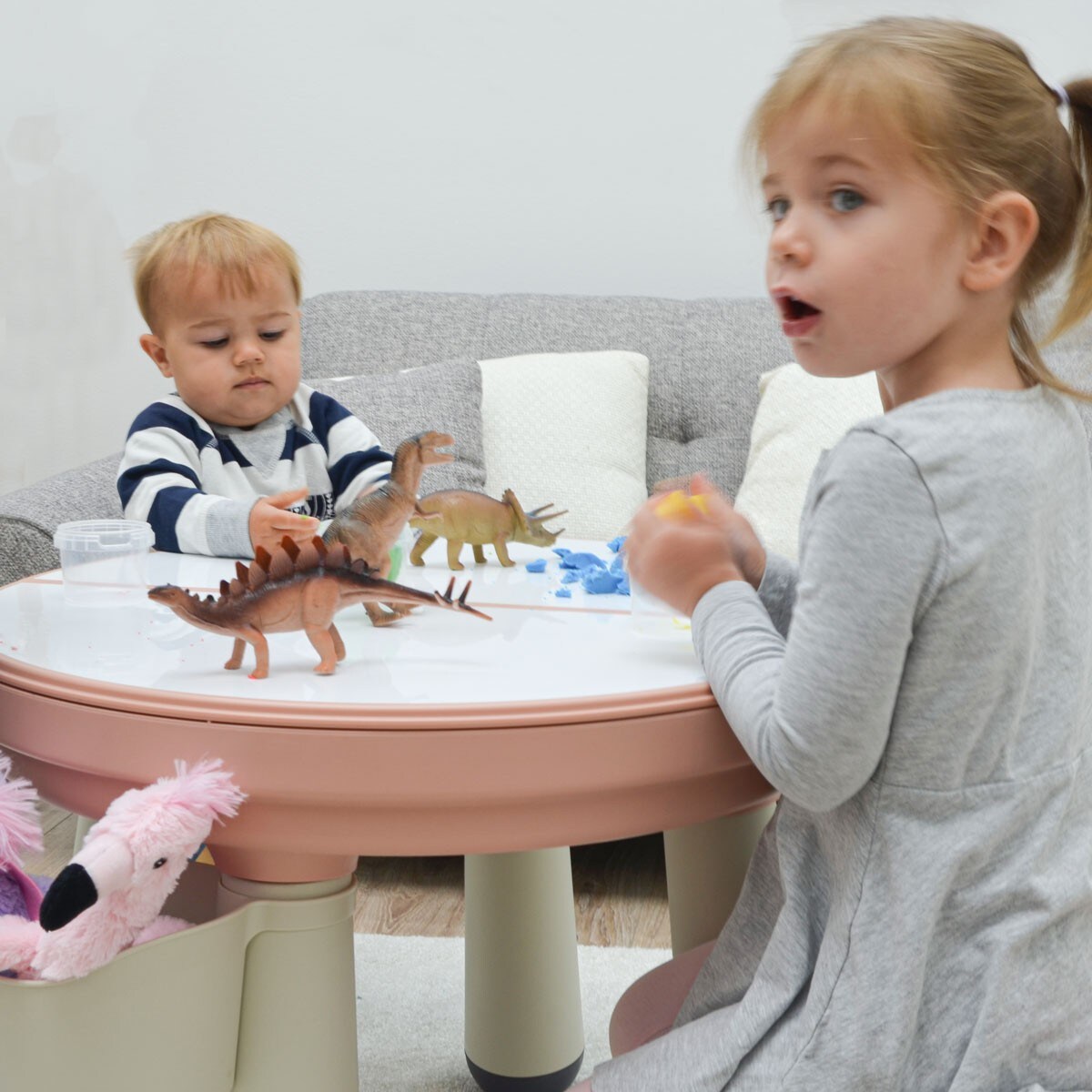3-in-1 Kinder Spieltisch mit Platte für Bausteine - Kindertisch mit Stuhl