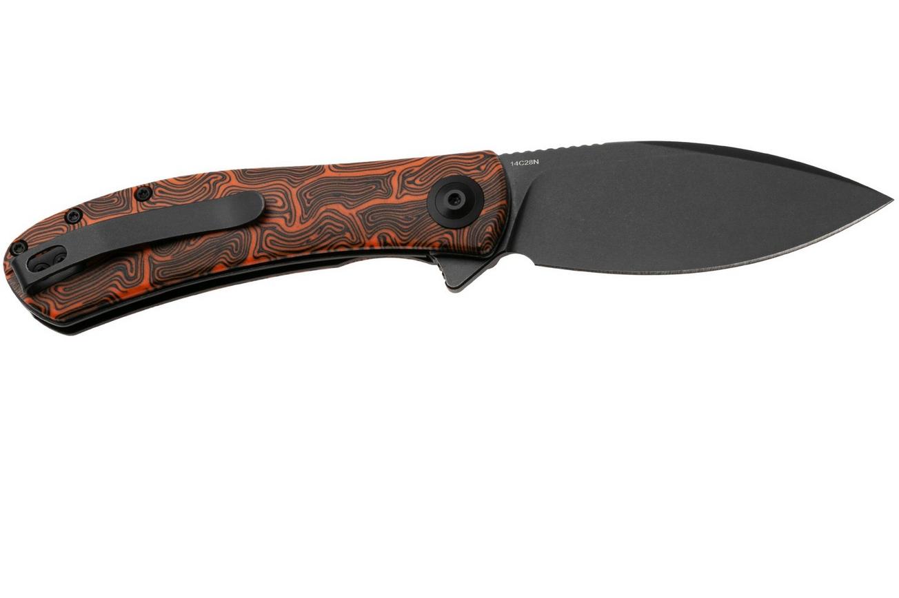 Trollsky Knives Mandu EVO MTE012 Blackwashed 14C28N, Orange Turtle G10, zakmes, Michael Trollsky design