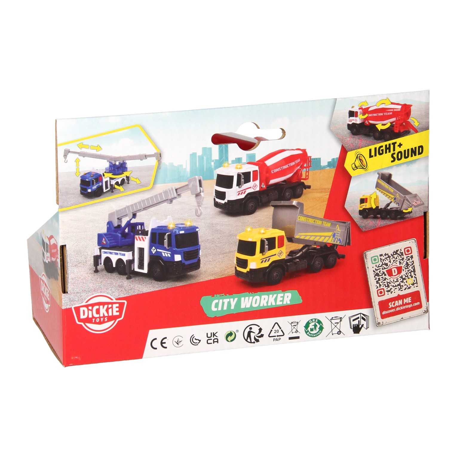 Dickie City Worker Betonmixer Vrachtwagen Rood