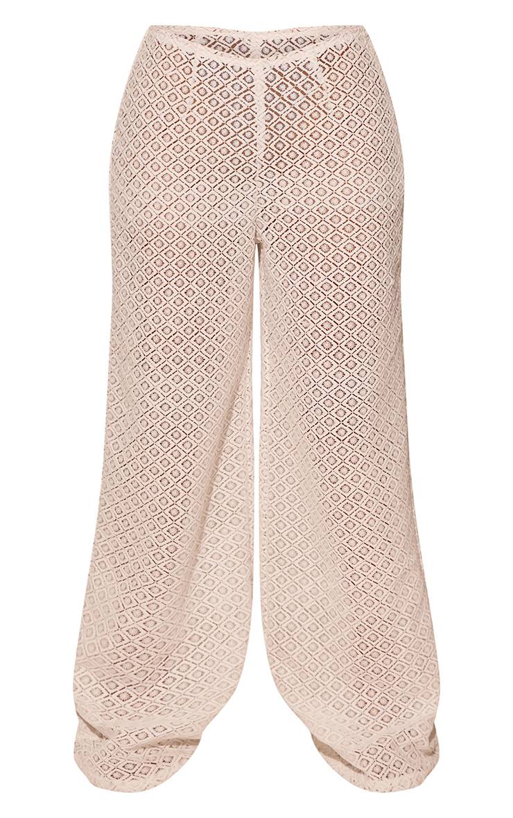 Blanc Pantalon De Plage Ample En Crochet