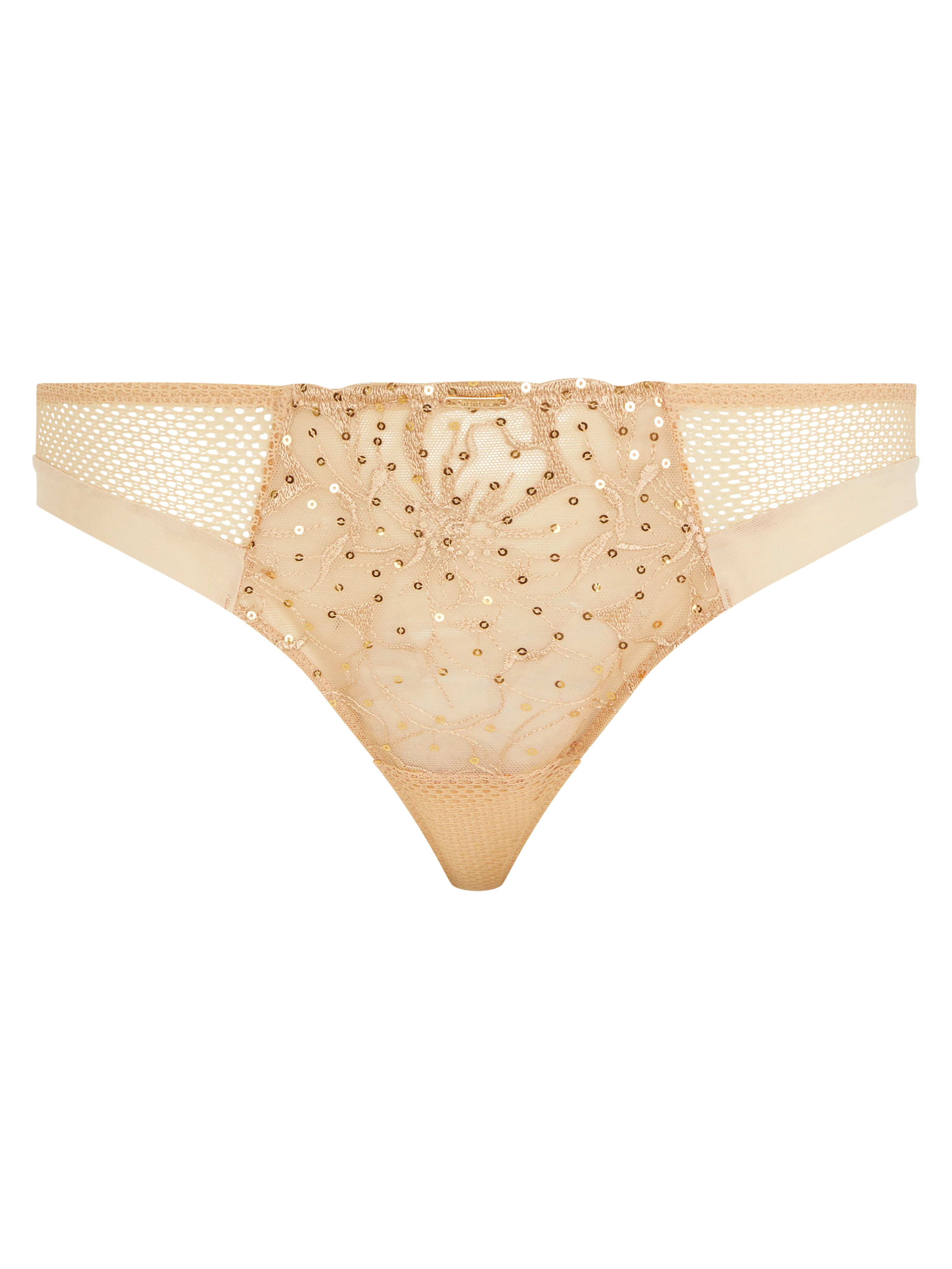 FLEURS SIGNATURE - Tanga broderie florale | Marron