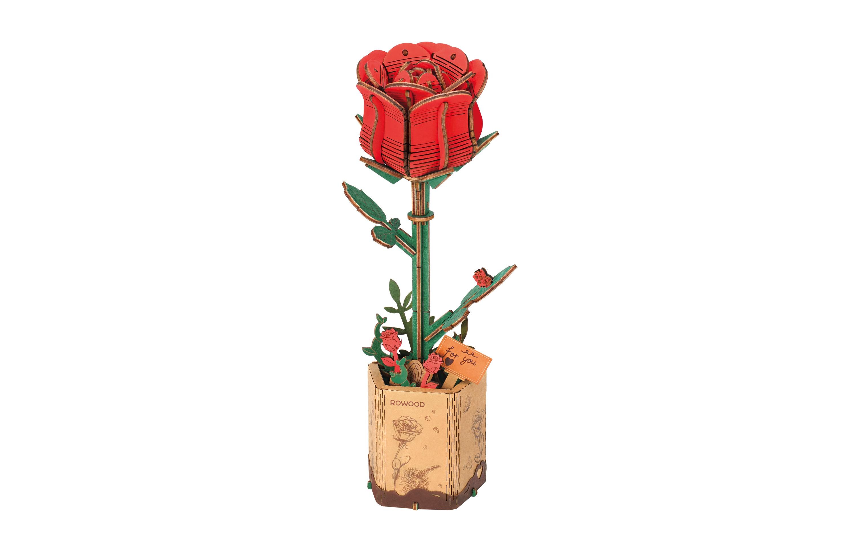 Bausatz Red Rose 106-teilig3D-Puzzle aus lasergeschnittenen Holzteilen