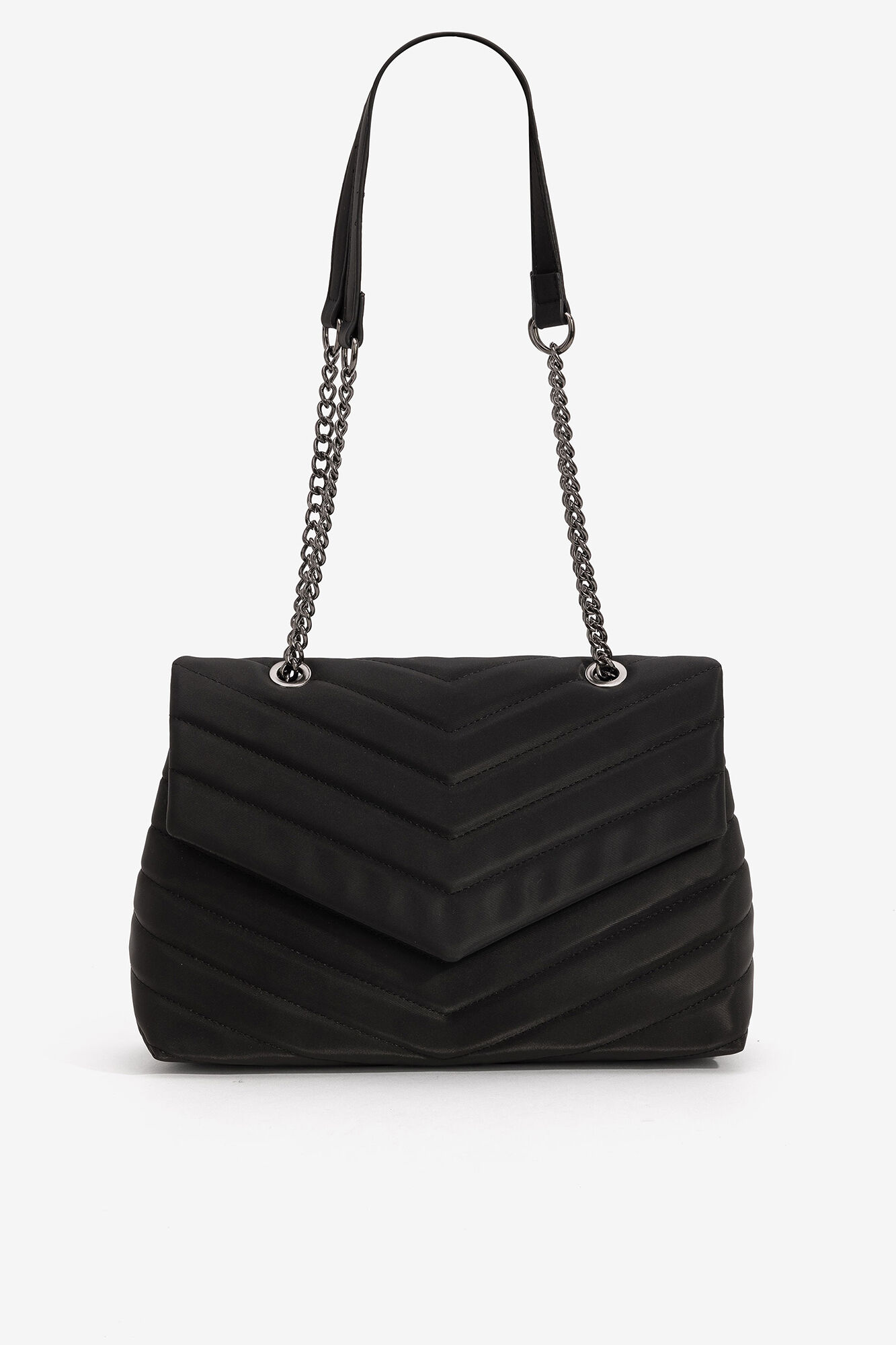 Bolsa de ombro acolchoada com alça combinando - Preta
