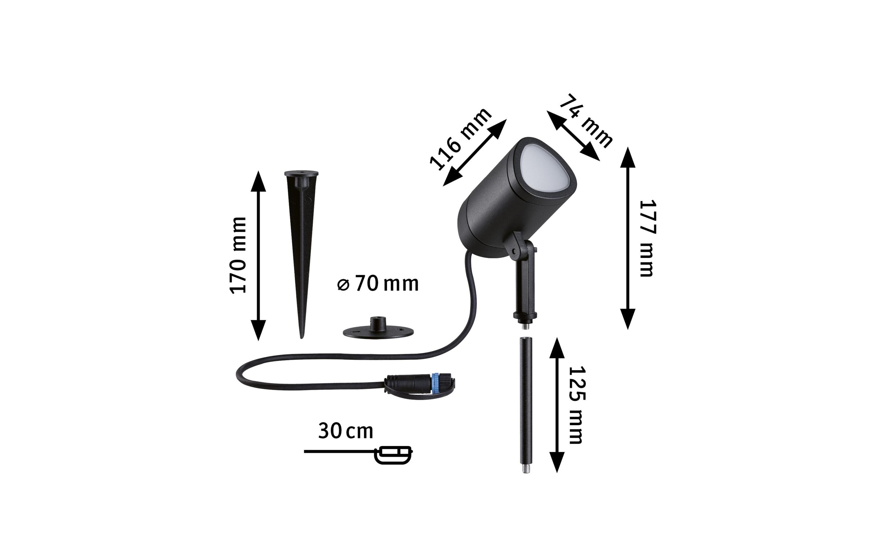 Outdoor Gartenspot Plug & Shine Shira, RGBW, 6.5W, AnthrazitLED Gartenstrahler