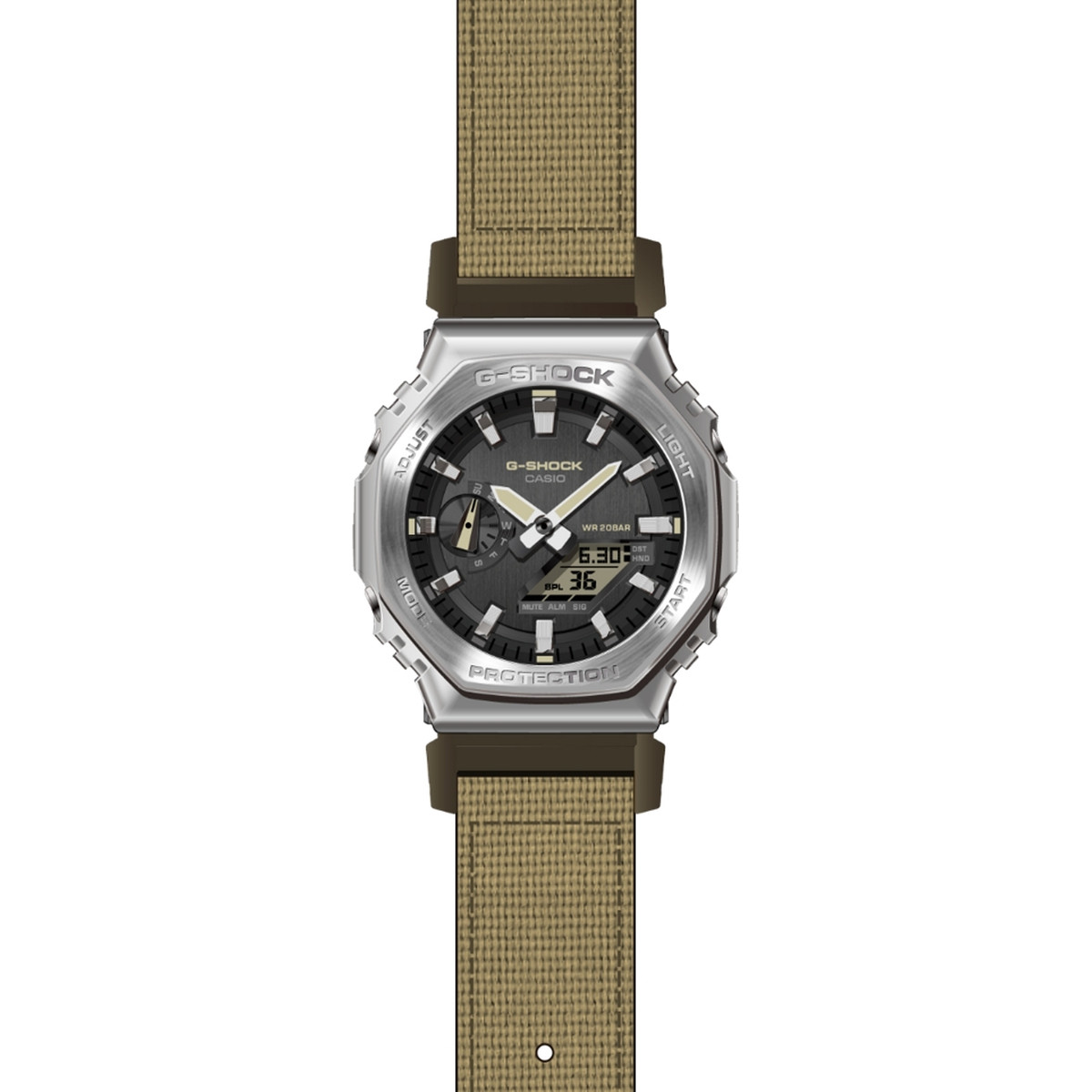 Montre G-SHOCK homme acier bracelet résine beige