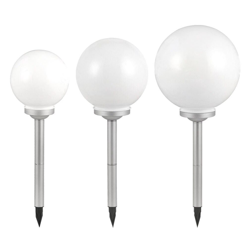 3er Set LED Solar Kugelleuchten weiß, Erdspieß