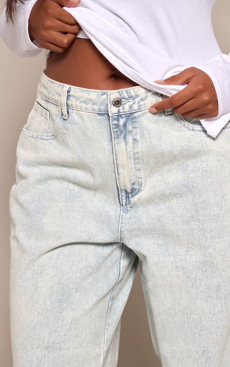 Bleu Glacé Jean Large Décontracté Avec Détails De Coutures - Grande Taille