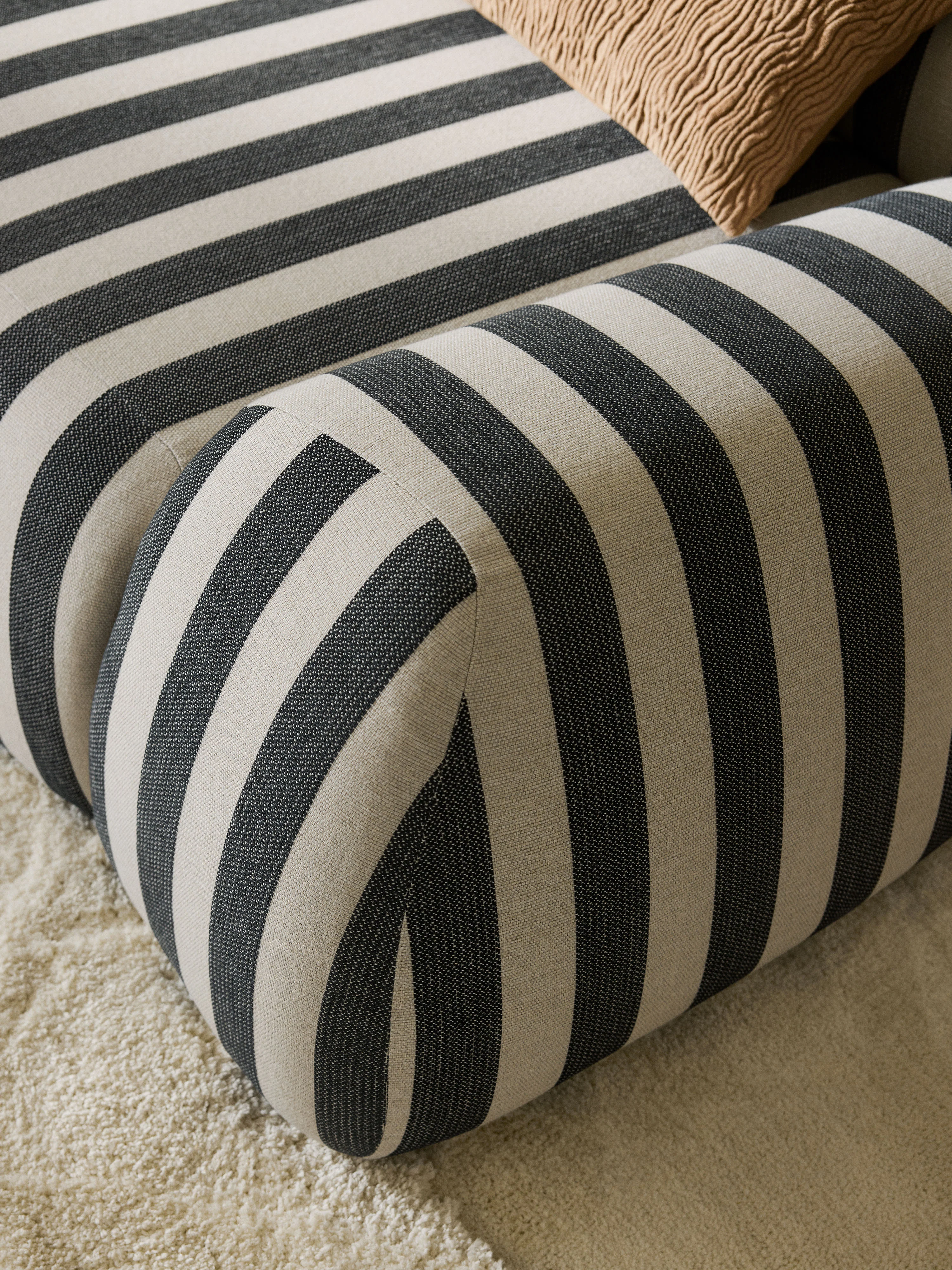 Gestreepte bank Wolke (2-zits) met chaise longue
