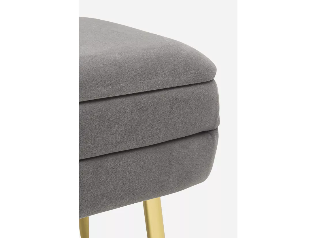 Banc coffre en velours sur pieds acier doré Pakia-Couleur Gris