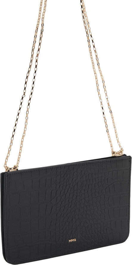 MANGO Croco leather effect chain card hol Black