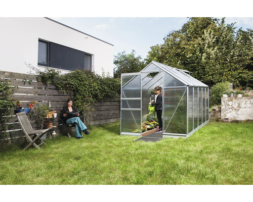 Vitavia Apollo 6200 kas, 6 mm dubbelwandige polycarbonaat panelen met fundering, 195x323 cm, aluminium