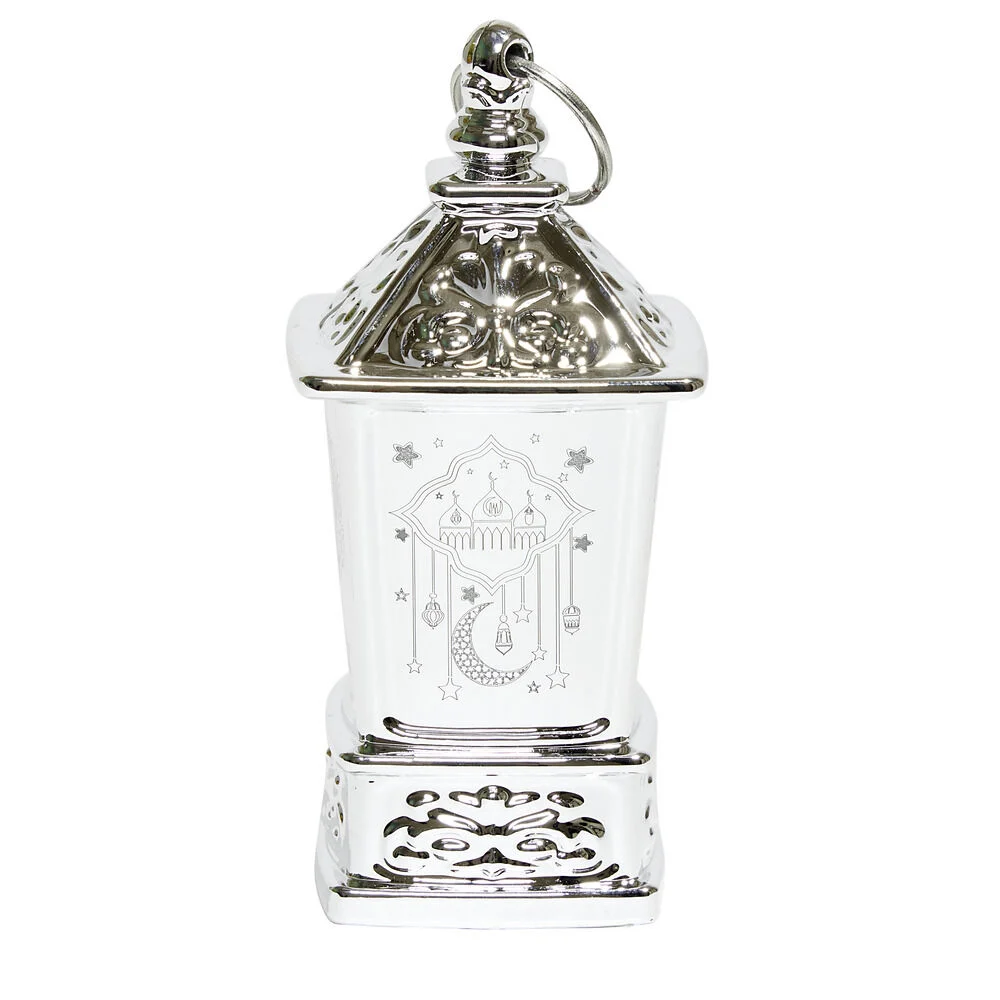 Mini lanterne LED orientale carrée 5x5xH10cm (2 modèles doré ou argenté)
