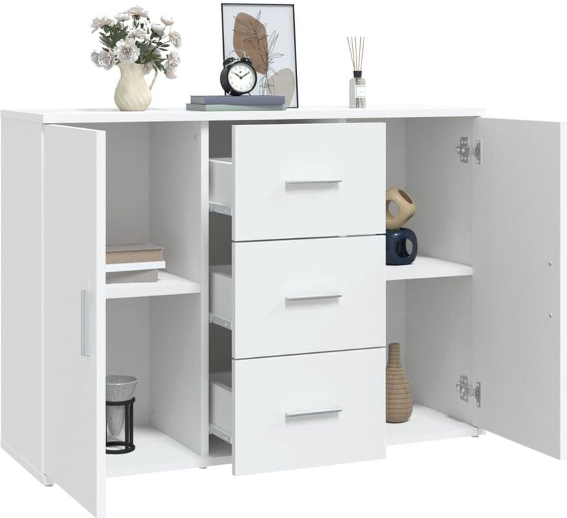 vidaXL - Dressoir - Wit - Bewerkt Hout - Minimalistisch Ontwerp