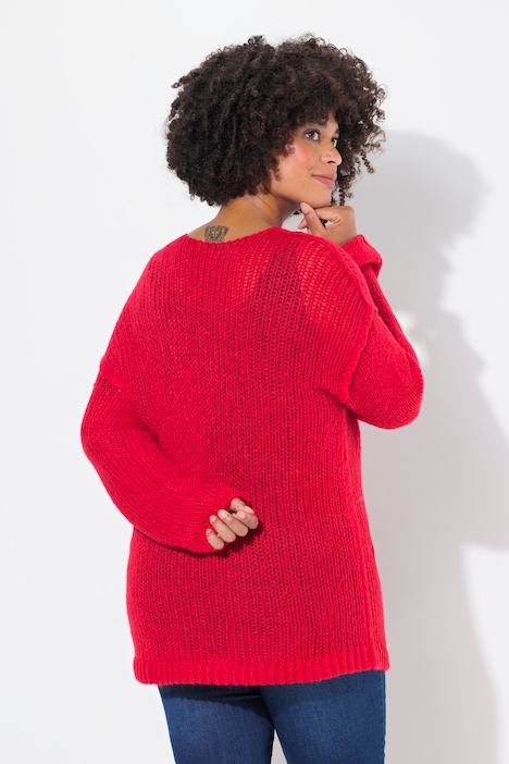 Pullover, oversized, Ballonärmel, V-Ausschnitt.