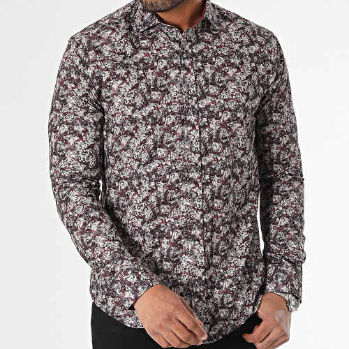 Chemise Manches Longues Beige Bordeaux