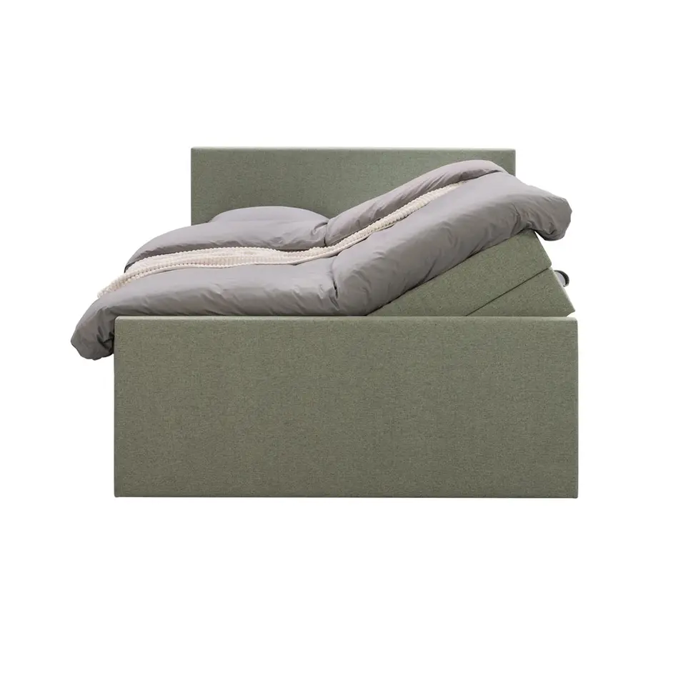 Boxspring met opbergruimte en voetbord Liv egaal - groen - 160x200cm