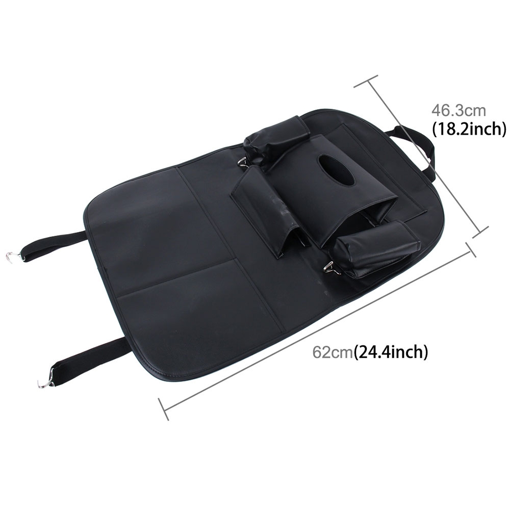 (62x48cm) Auto Leder Sitz Aufbewahrungs Hänge Beutel Organizer RücksitzTasche Rücklehnen Schutz - Schwarz