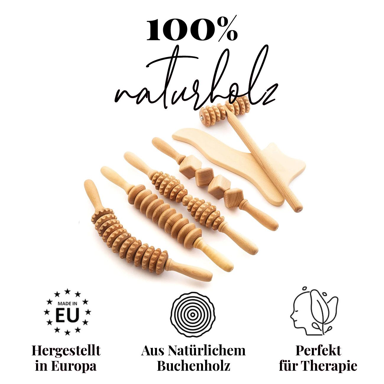 tuuli Maderotherapie Holz Set Massagegerät Roller Cellulite Lymphdrainage Gerät