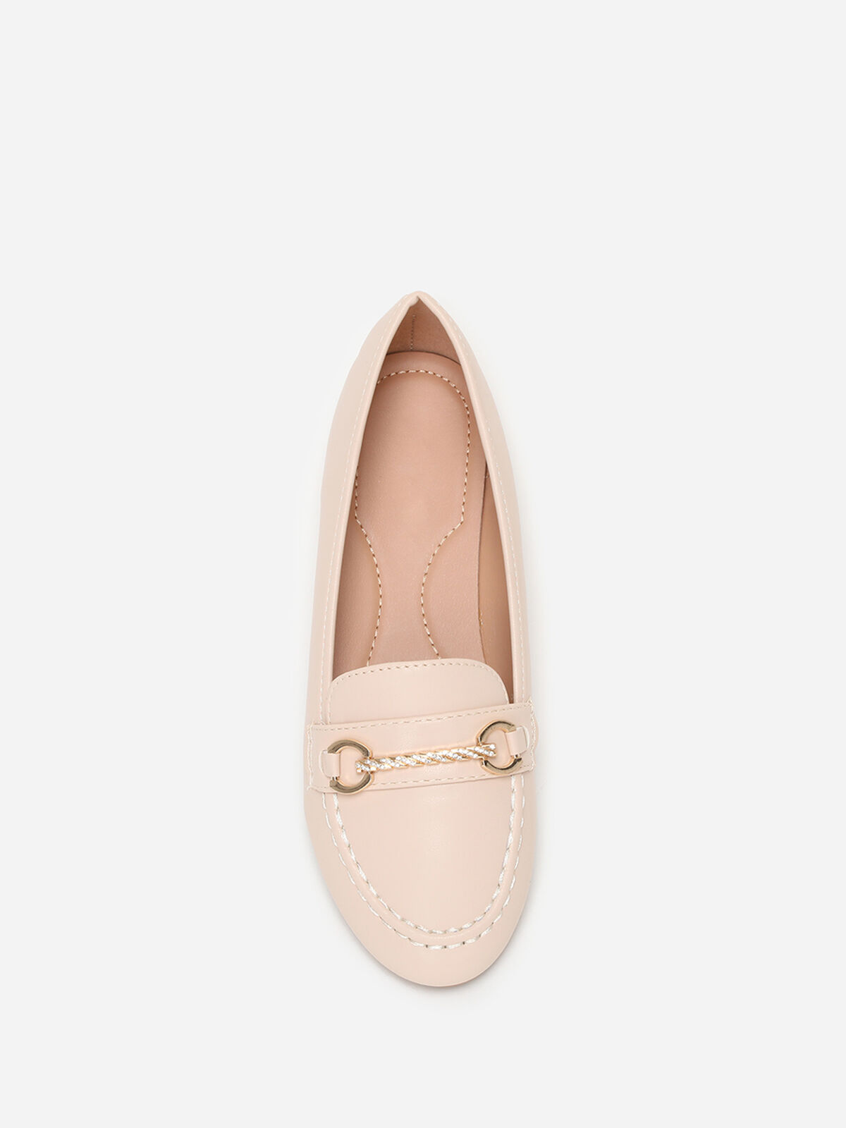 Mocassins plats à détail strass- Beige