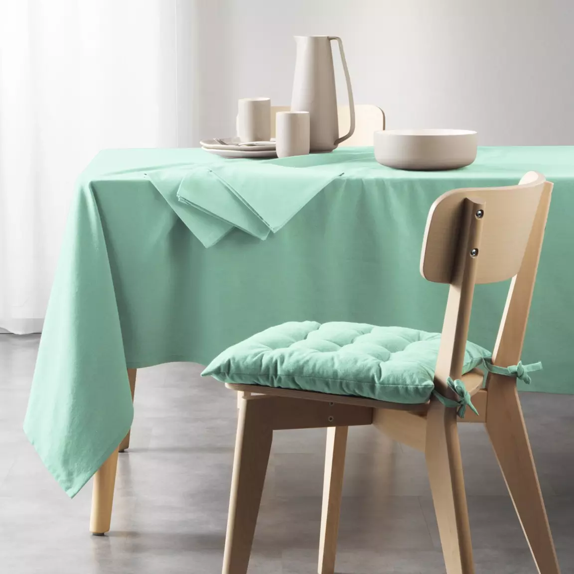 Lot de 3 serviettes coton recyclé (40 x 40 cm) Mistral Vert menthe