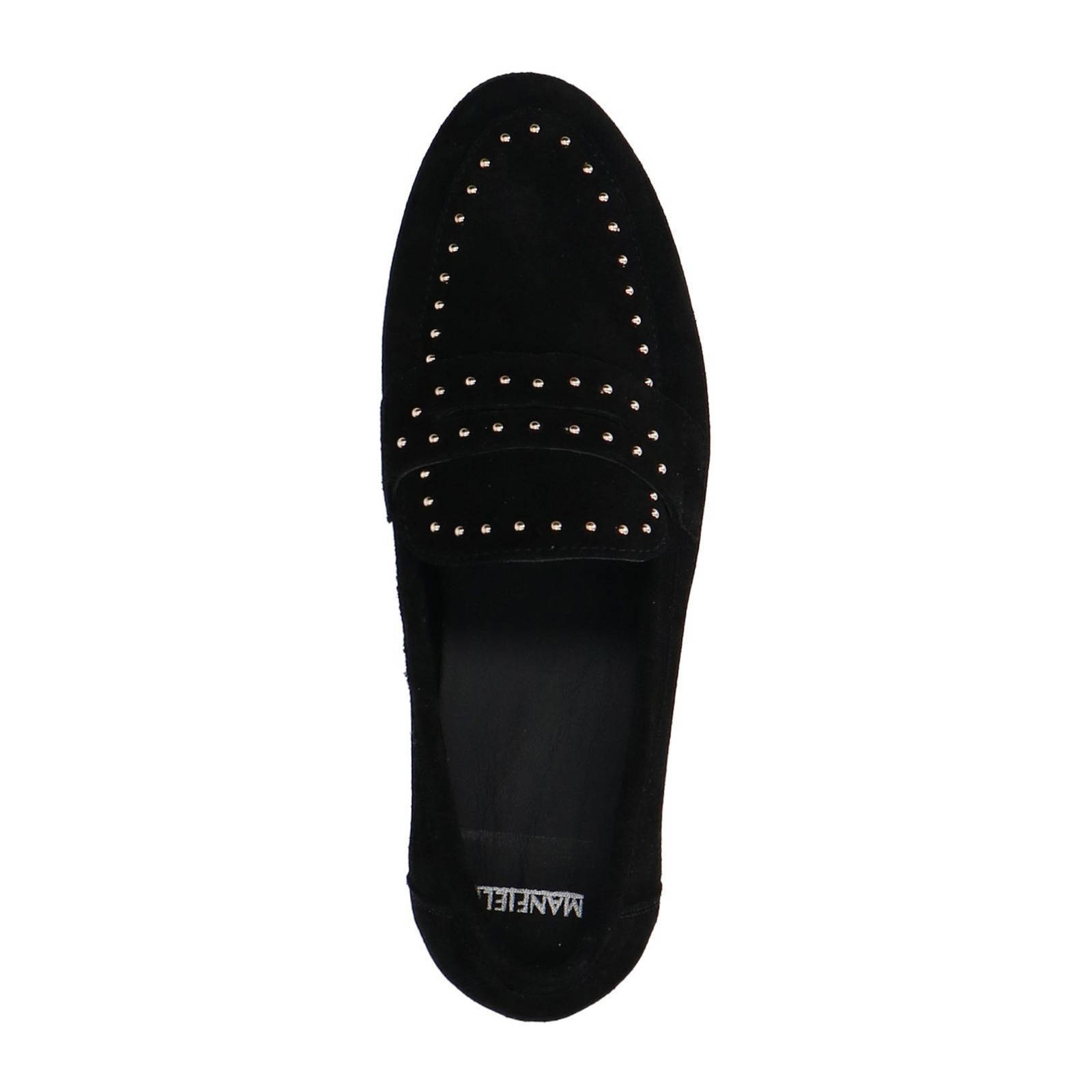 Manfield suède loafers met studs zwart