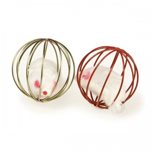 Pacote com 24 ratinhos de brinquedo com bolinha de arame, cores sortidas.