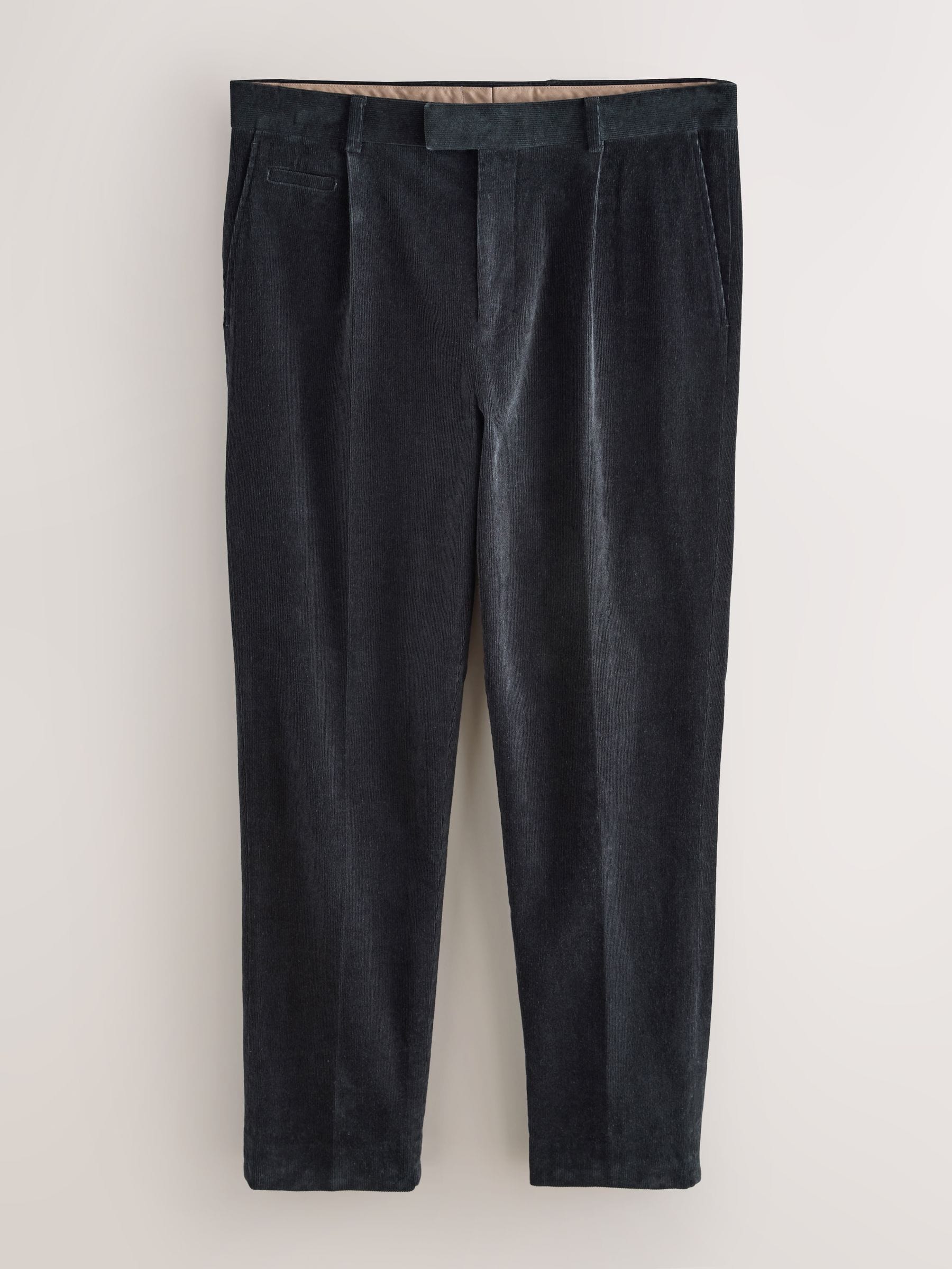 Zwart - Straight Fit Smart Cotton Rich Cord Trousers