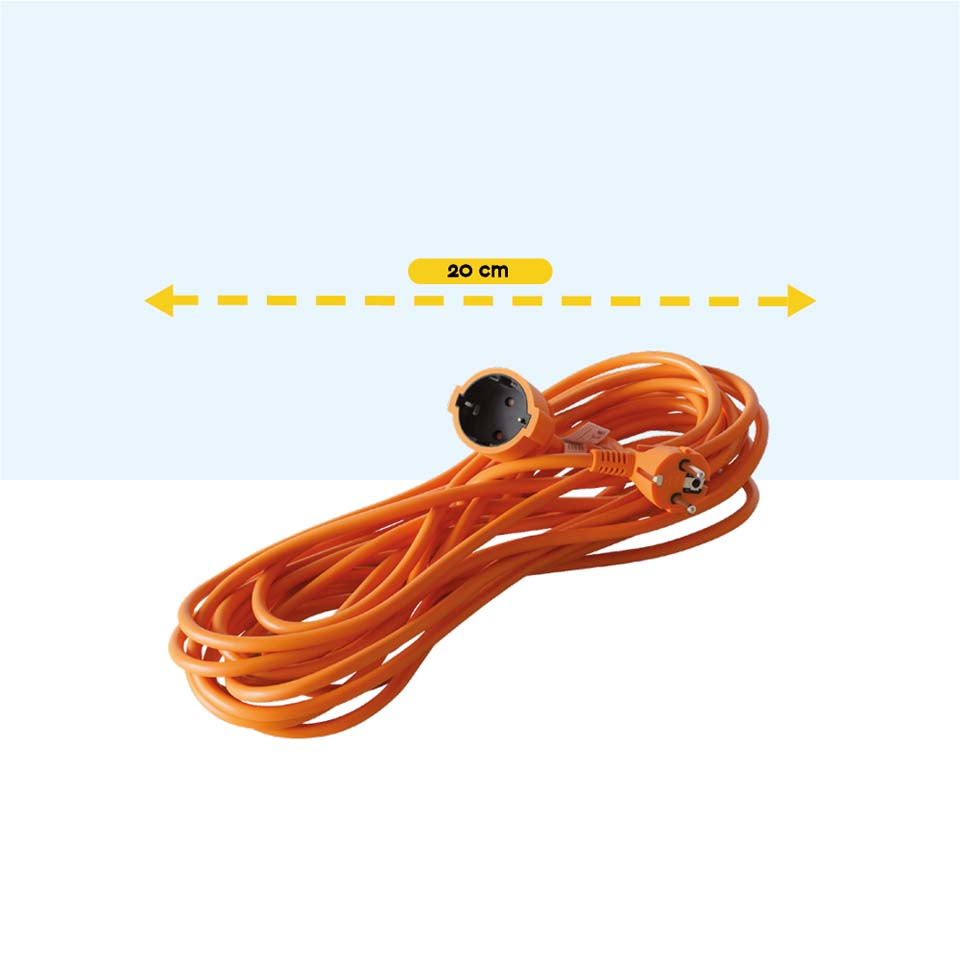 BRASQ 20 meter verlengsnoer met randaarde - Orange