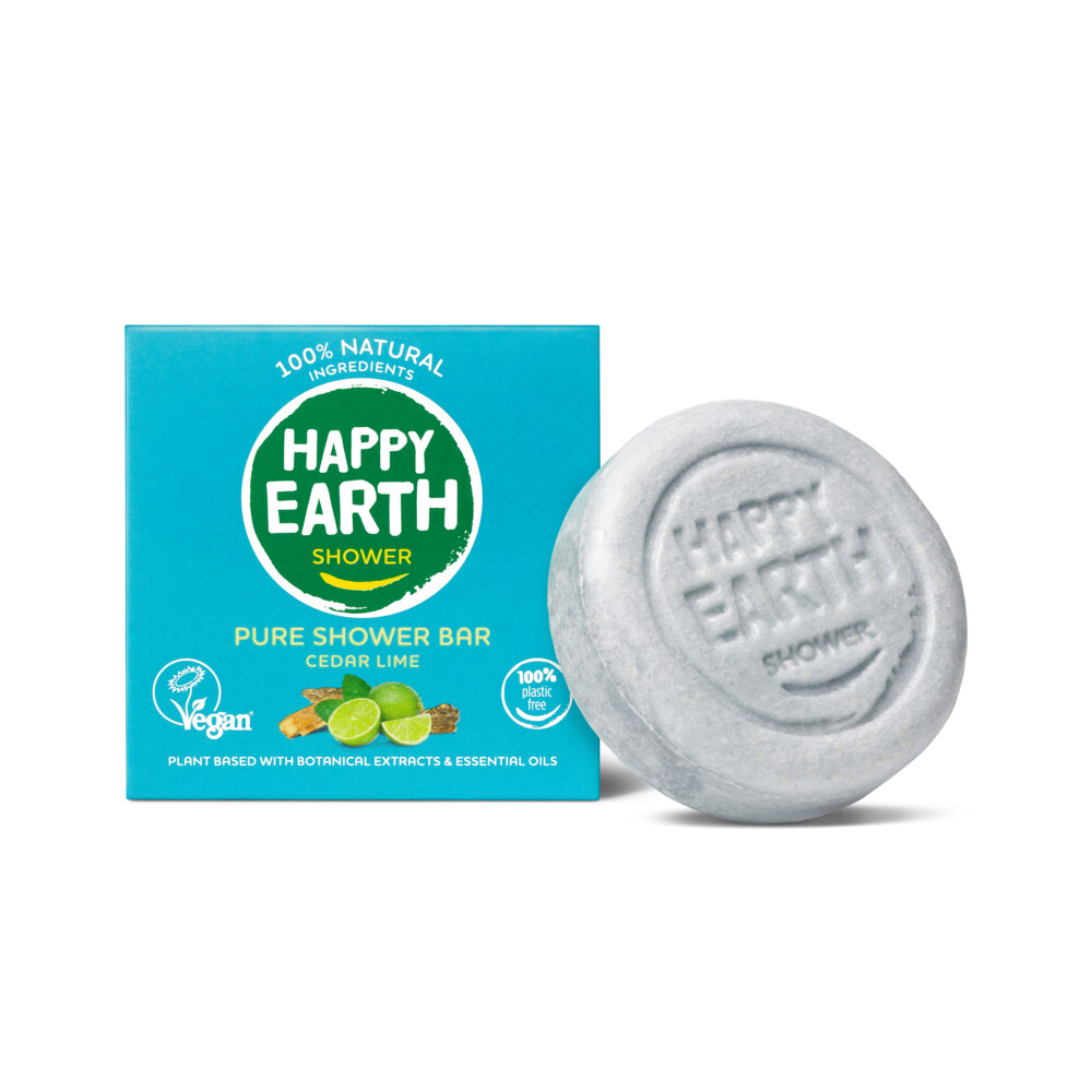6x Happy Earth 100% Natuurlijke Shower Bar Cedar Lime90 gr