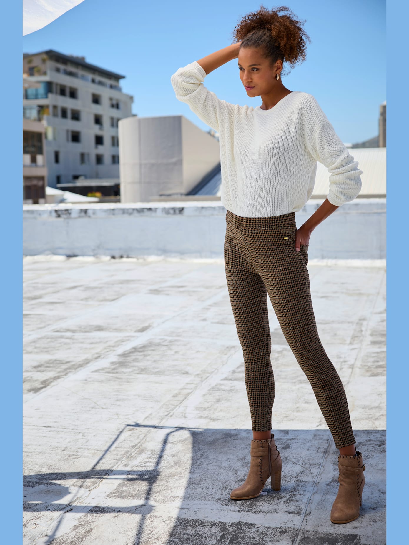 Legging brillant à carreaux