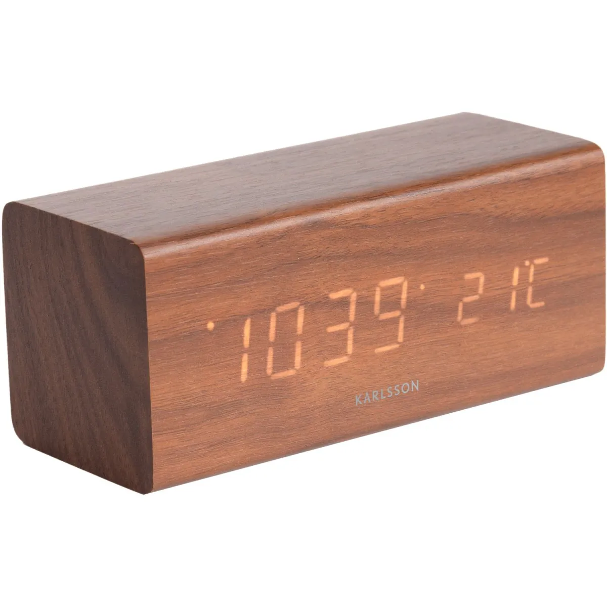 Karlsson Réveil LED Block - Bois sombre