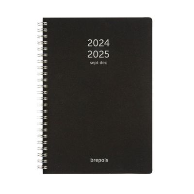 Agenda à spirale Polyprop 16 mois - 1 semaine par page et notes - 15 x 21 cm - noir - Brepols