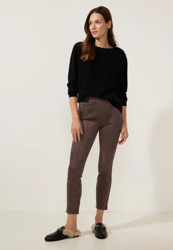 Skinny Hose in Velour Optik - chestnut